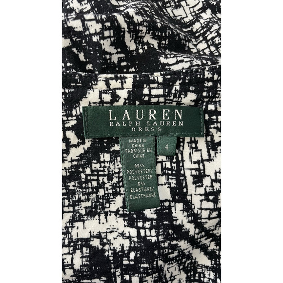 Ralph Lauren Full Wrap Easy Care Dress Abstract Print Business Black White 4 - Picture 10 of 11